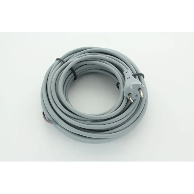 CABLE ELECTRIQUE+ FICHE EN 2x1MM2 LONGUEUR 15M GRIS